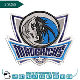 Dallas Mavericks Embroidery Design – Official NBA Logo in 3 Sizes - FineryEmbroidery